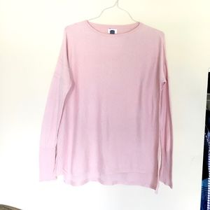 Old Navy | Ribbed Sleeve Crew Neck Lightweight Sweater in Light Pink